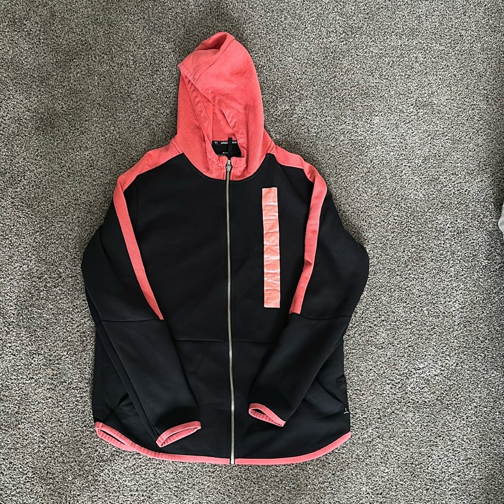 Black and pink zip up hoodie